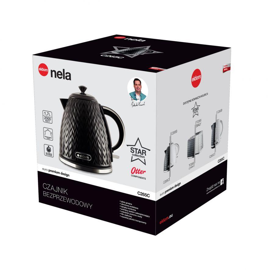 Elektrinis Virdulys - ELDOM NELA, 1,7 L, 2000 W, Juodas