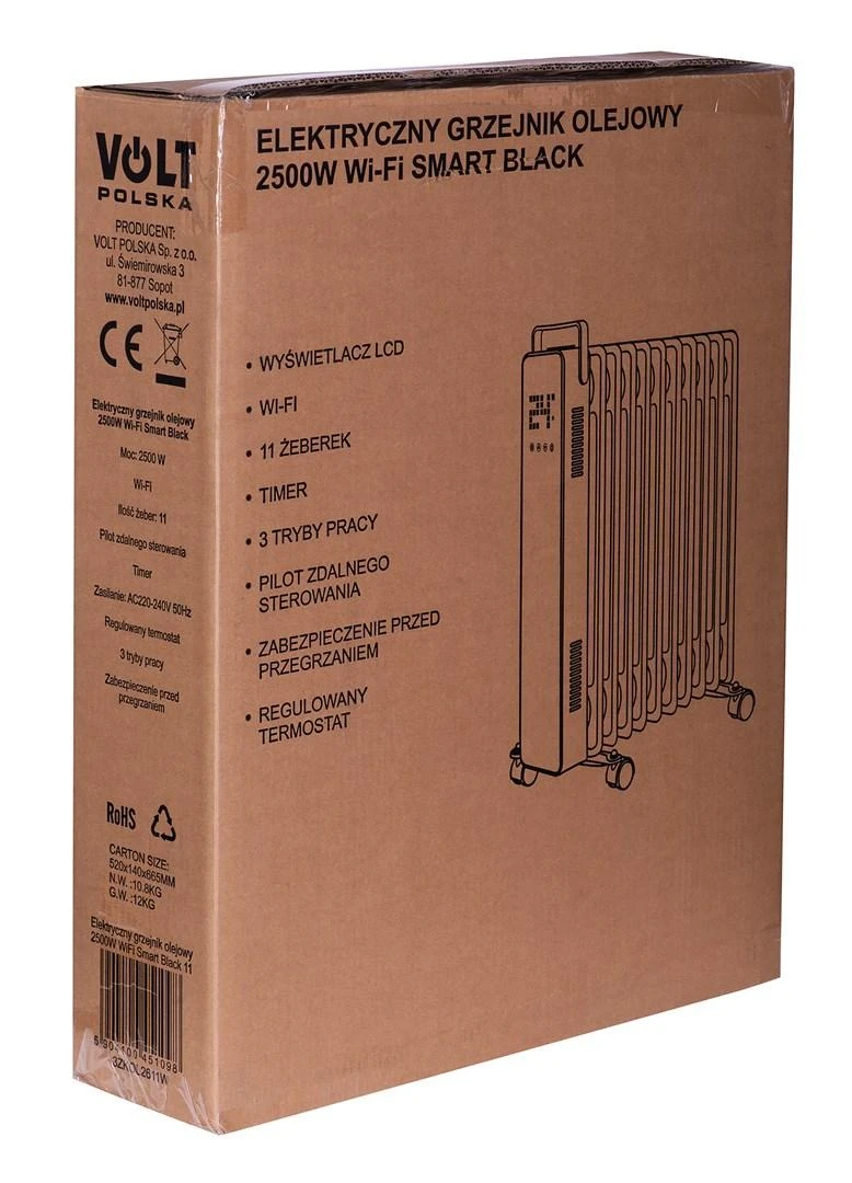 Volt GRZEJ.ELEC.OIL.2500W SMART Juodas 11