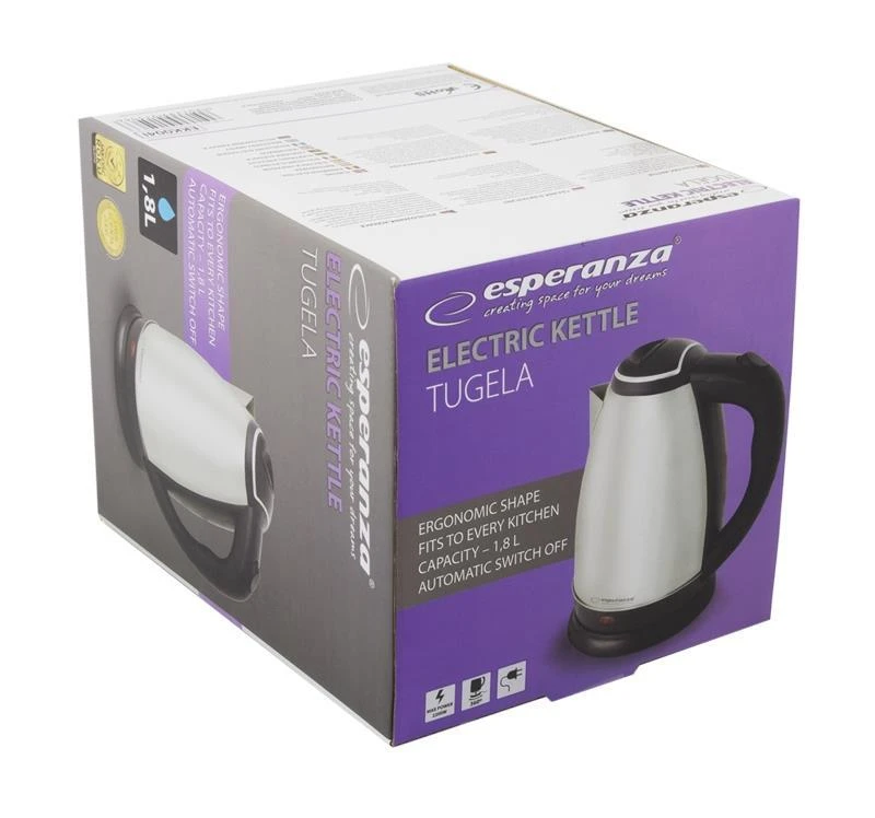 Elektrinis virdulys Esperanza Tugela EKK004I 1.8L, 2200W, inox matinis
