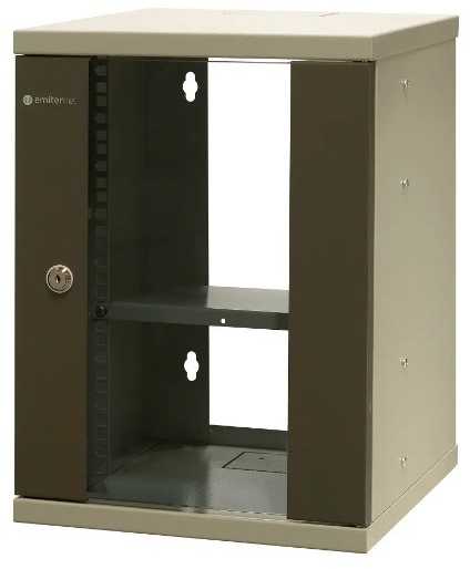 EMITERNET Viena pakabinama spintelė 10'' 9U, skardos/stiklo durys, 325×330x445mm (plotis/gylis/aukštis) EM/SOHO-9U