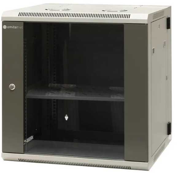 EMITERNET Split pakabinama spintelė 19" 12U, skardos/stiklo durys, 600×550×635mm plotis/gylis/aukštis EM/AH6512
