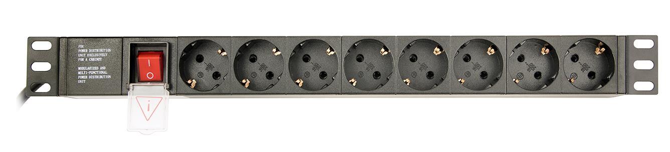 GEMBIRD PDU 8x Schuko 1U 10A 3m C14 Plug