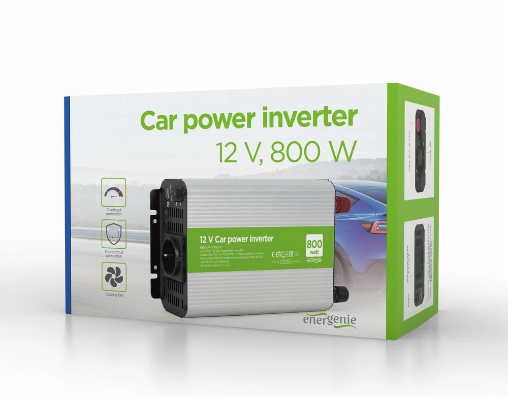 Gembird EnerGenie | 12 V Car power inverter, 800 W | EG-PWC800-01