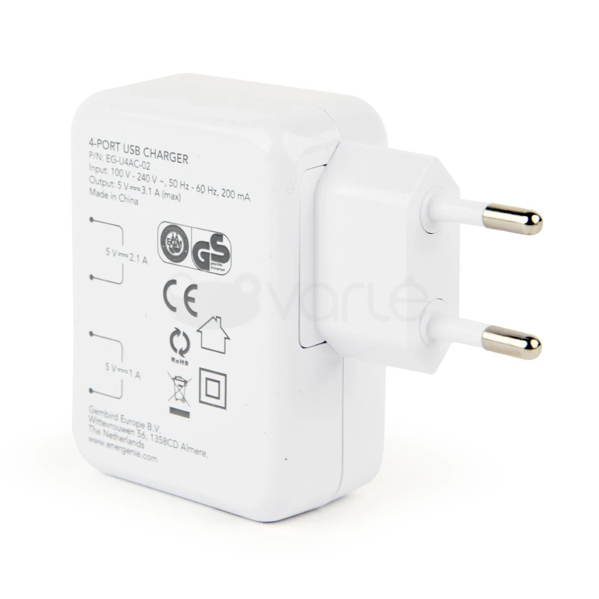 Gembird Energenie universalus USB kroviklis 3.1A baltas