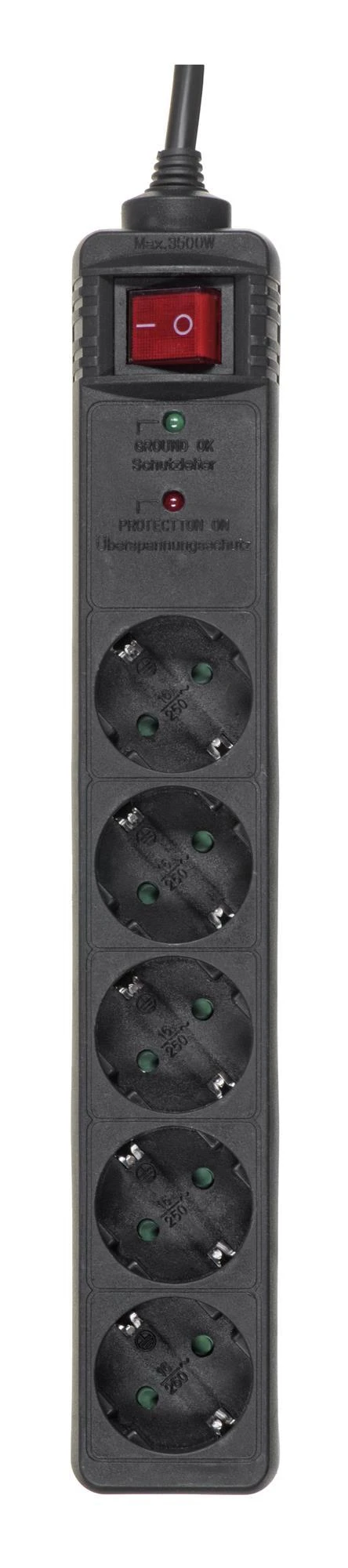 Gembird EnerGenie | Surge Protector SPG5-C-10/ 3 m/ 5 Sockets/ Juodas