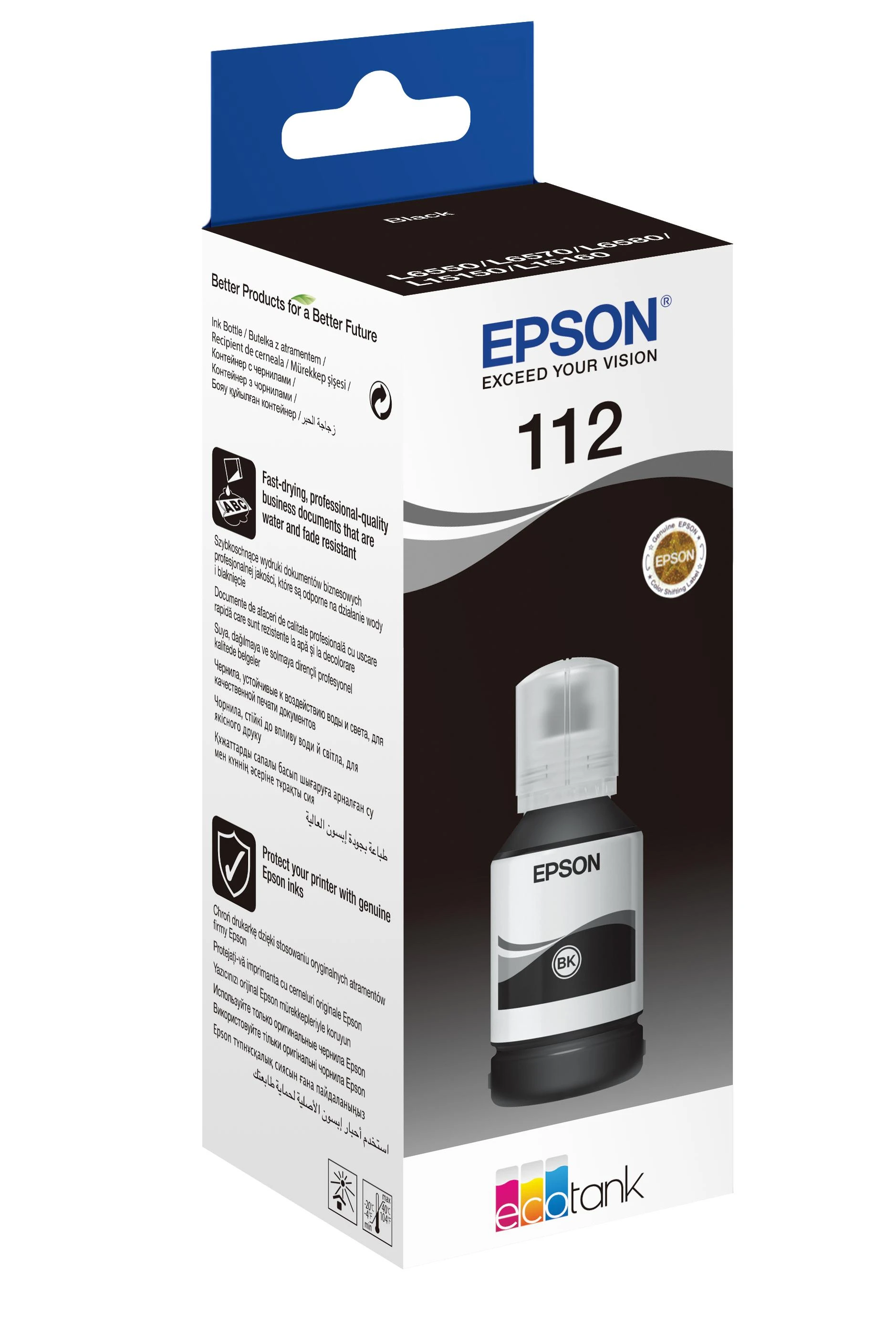 Epson 112 EcoTank pigmentas | C13T06C14A | Rašalo butelis | Juodas