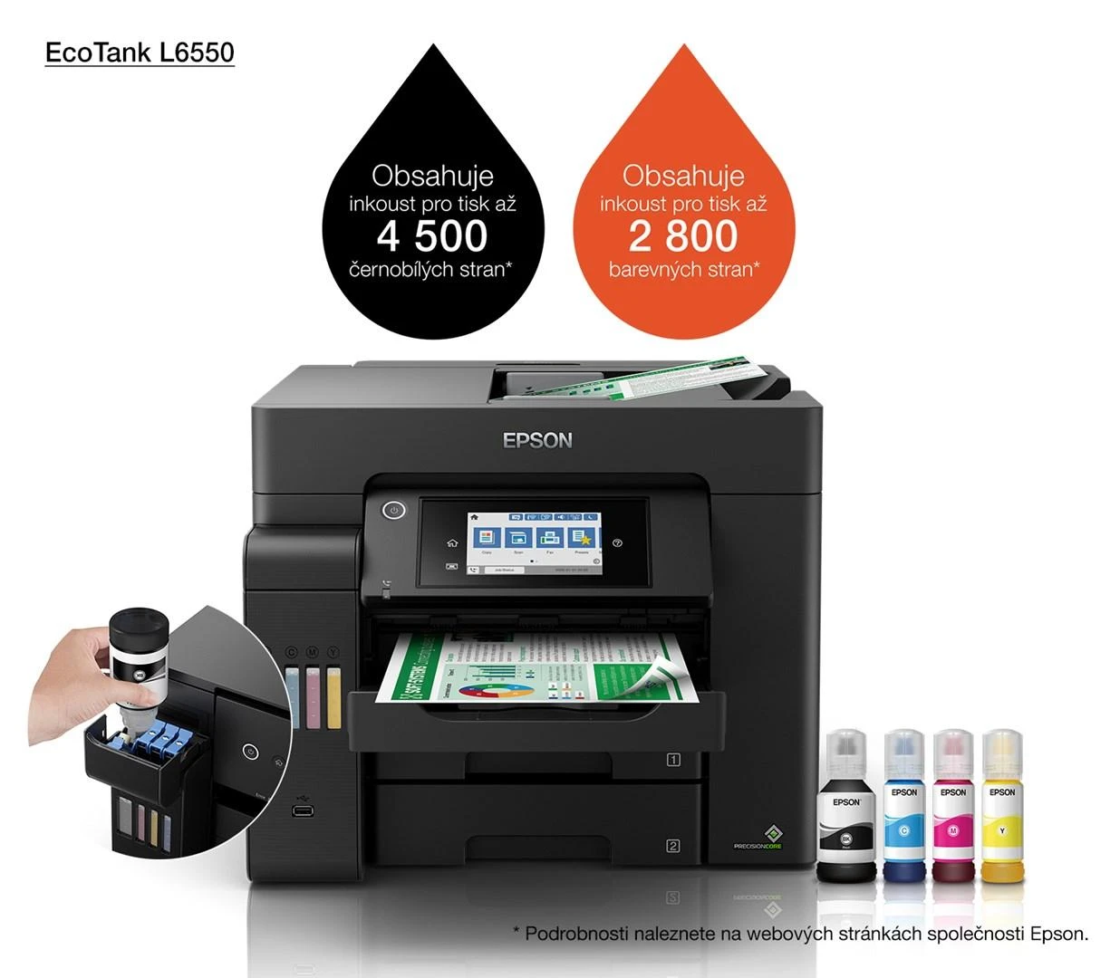 Epson | Daugiafunkcinis Spausdintuvas | EcoTank L6550 | Inkjet | Spalvotas | Inkjet Daugiafunkcinis Spausdintuvas | A4 | Wi-Fi | Juodas