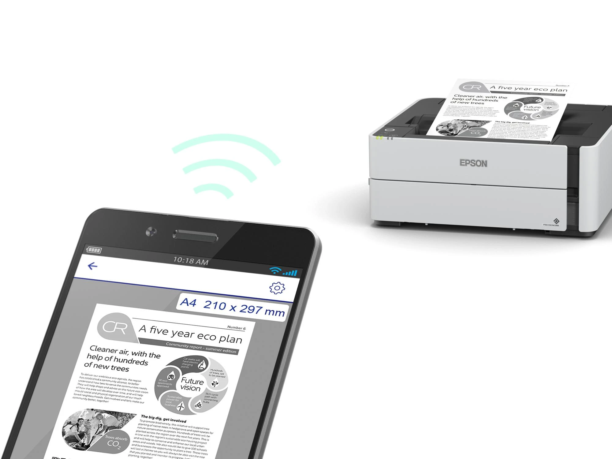 Spausdintuvas Epson | EcoTank M1180 | Rašalinis | aš | A4 | Wi-Fi | Pilkas