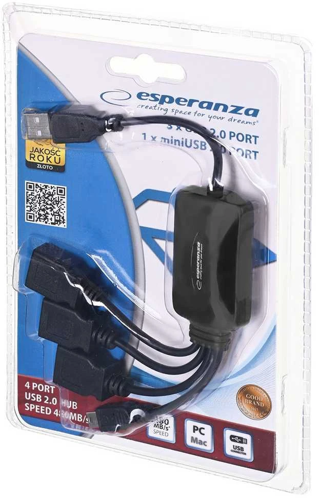 Šakotuvas USB 2.0 4 prievadų Esperanza EA-114