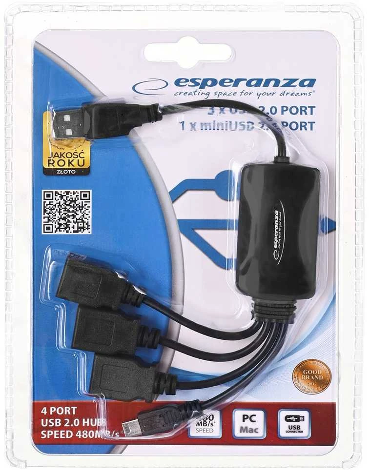 Šakotuvas USB 2.0 4 prievadų Esperanza EA-114
