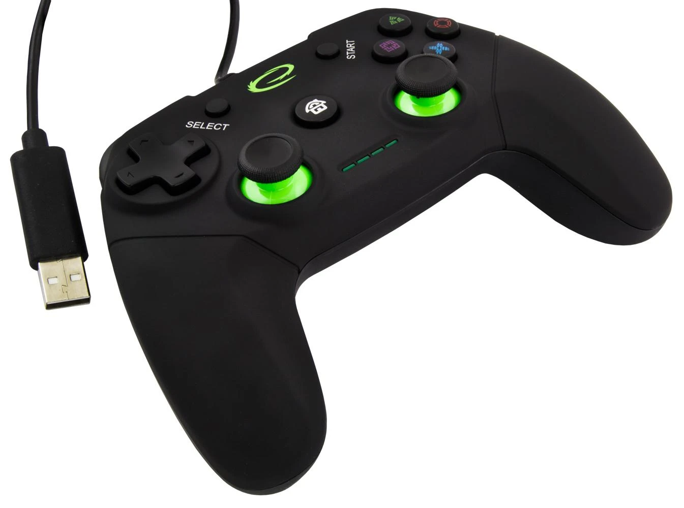 Gamepad Esperanza Vanquisher EGG110K (PC, PS3, juodos spalvos, žalias color)