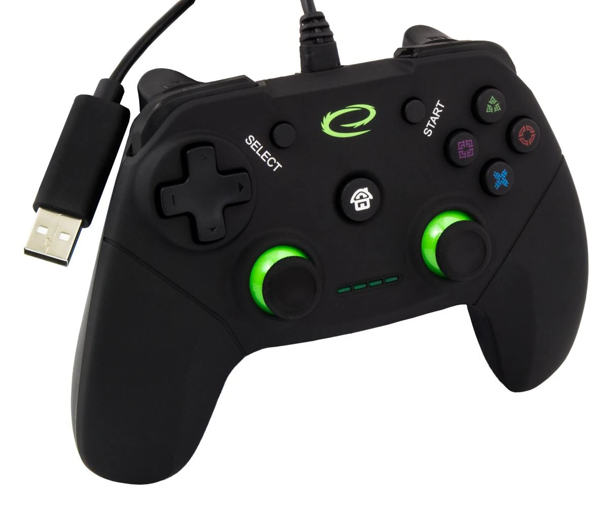 Gamepad Esperanza Vanquisher EGG110K (PC, PS3, juodos spalvos, žalias color)