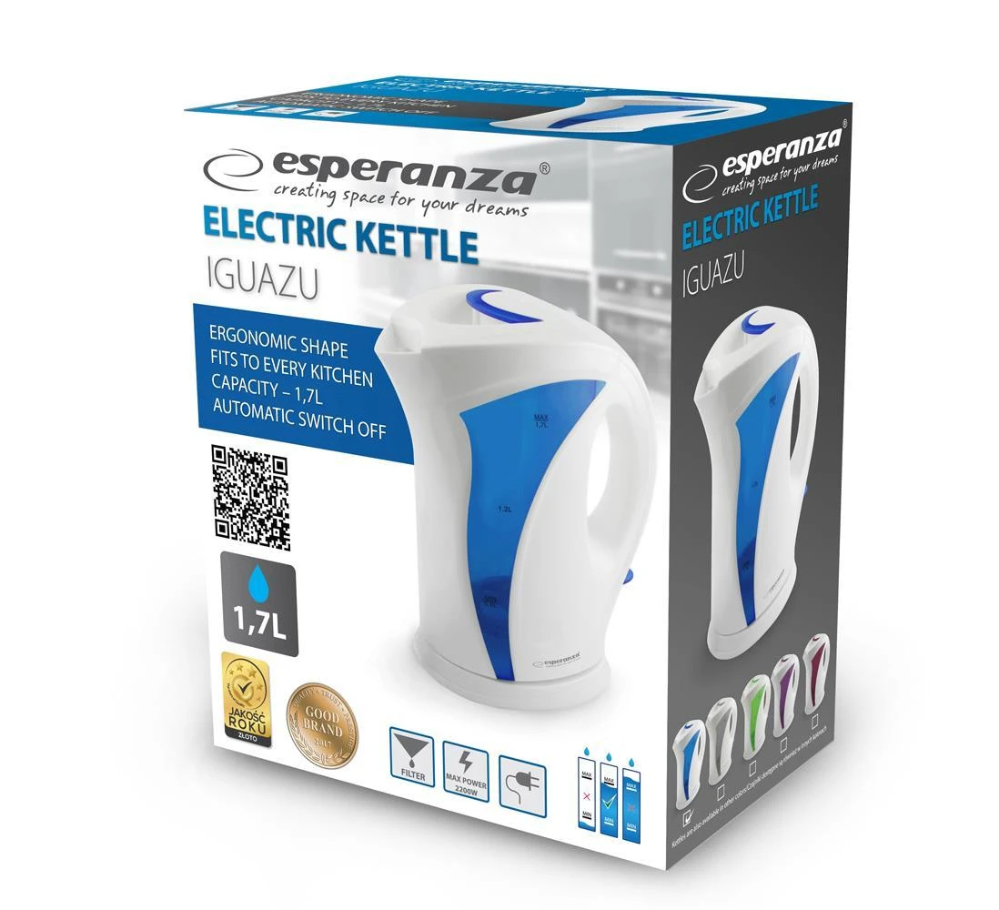 Virdulys electric Esperanza Iguazu EKK018B (2200W 1.8l, mėlynas color)