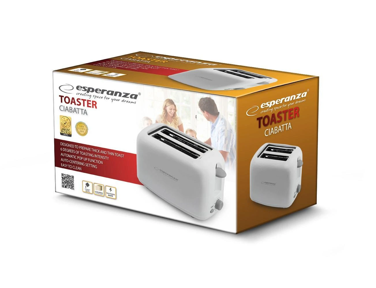 Sumuštinių keptuvas Toaster Esperanza Ciabatta EKT002 (600W, baltos spalvos)