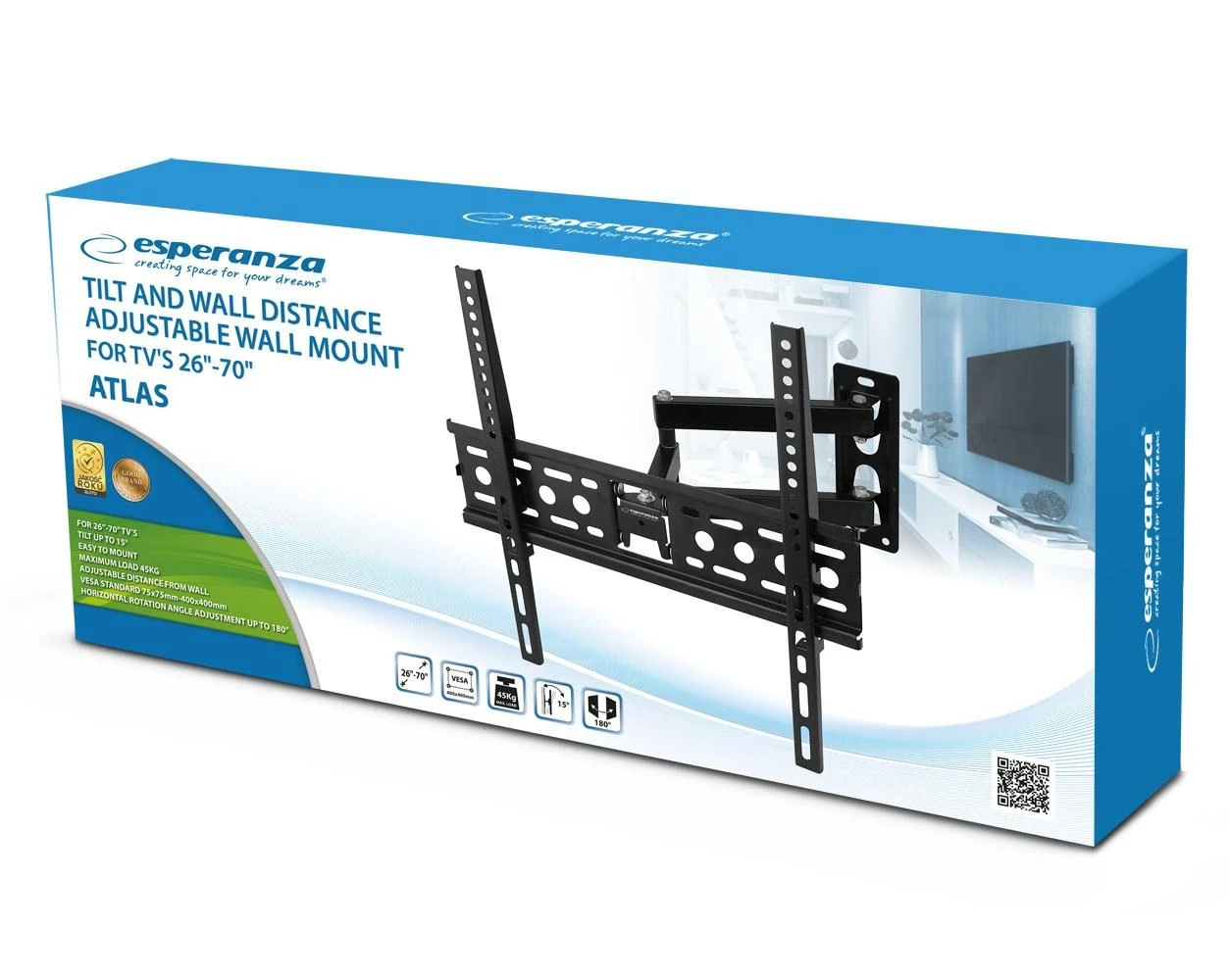 Laikiklis Esperanza ERW016 TV mount/stand 177.8 cm (70") Juodas