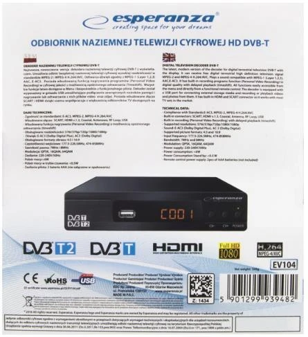 TV Priedėlis - WIWA Imtuvas DVB-T/T2 H.265 Pro Juodas