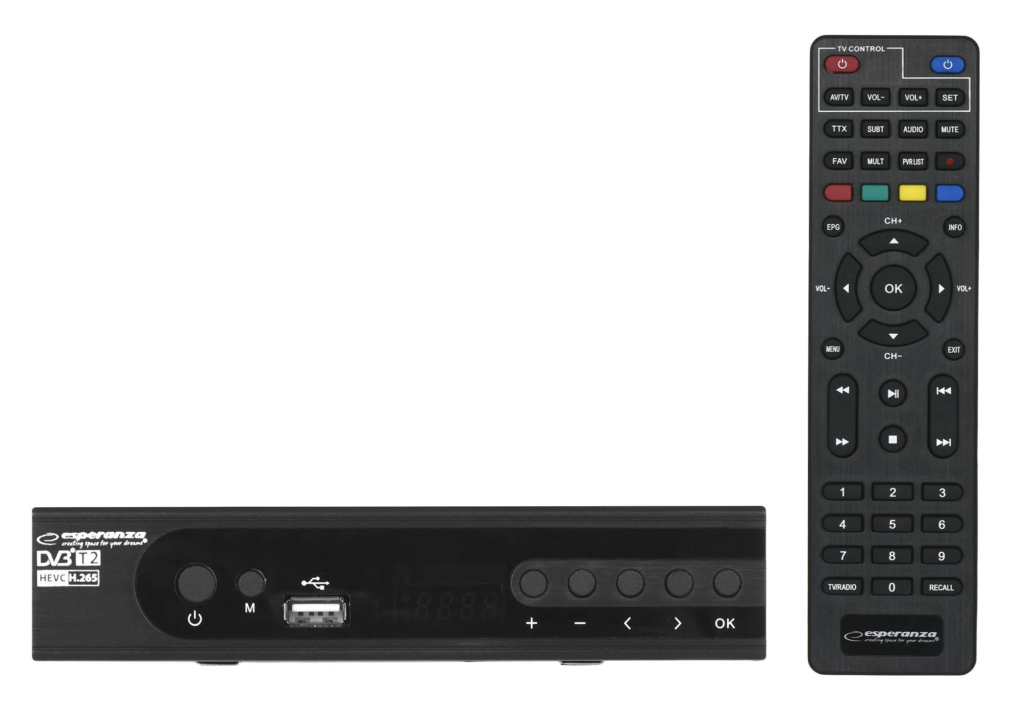 Priedėlis „Esperanza EV106P HDMI USB 2.0 Timeshift DVB-T2 Juodas“