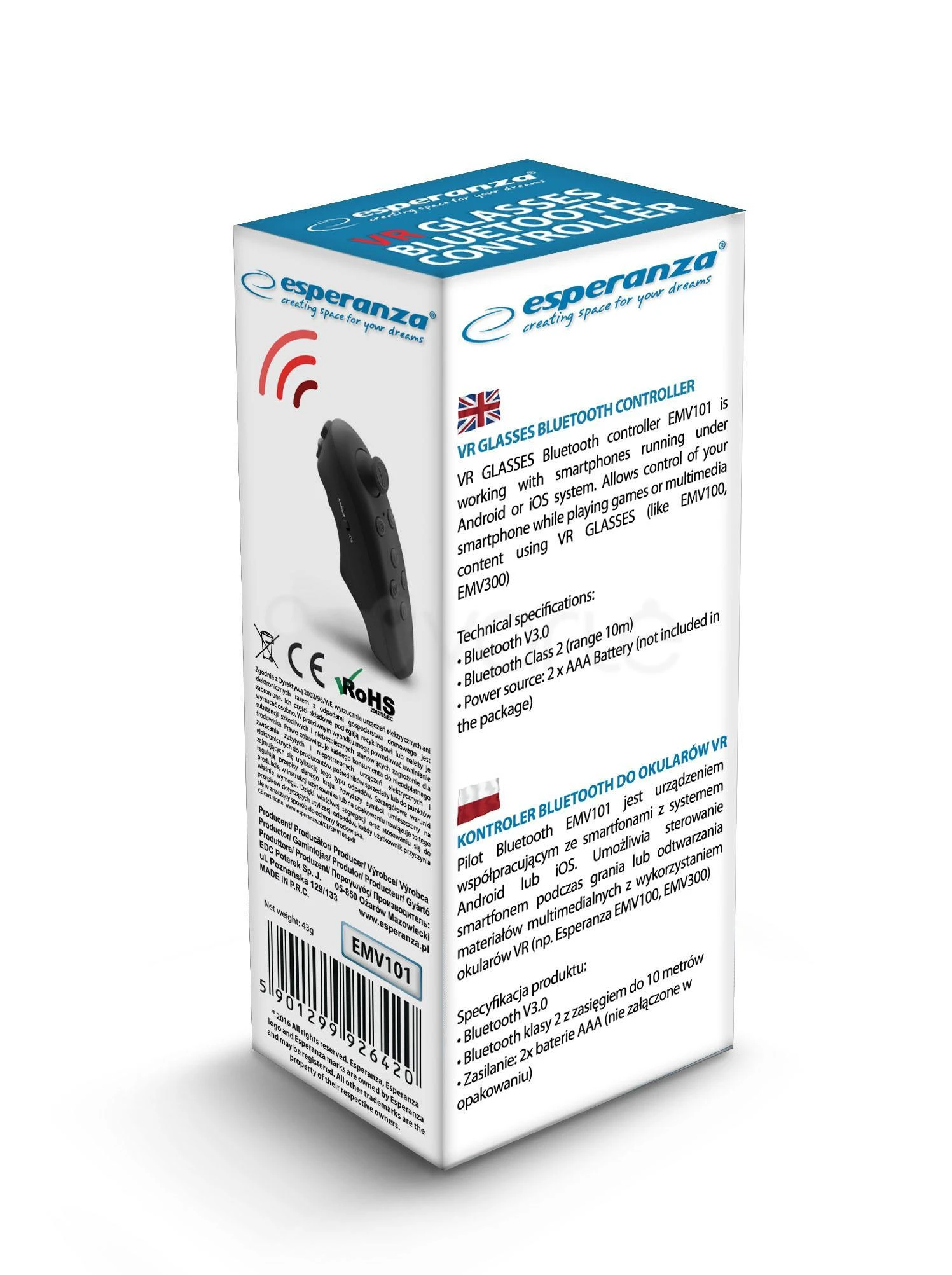 Esperanza EMV101 Bluetooth valdiklis 3D VR akiniams