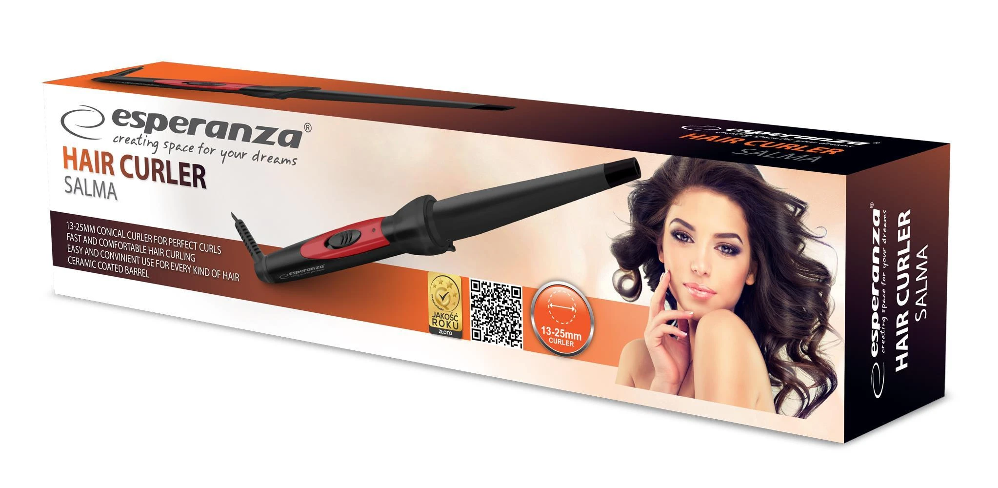 Curling iron conical Esperanza Salma EBL007 (25W, juodos spalvos)