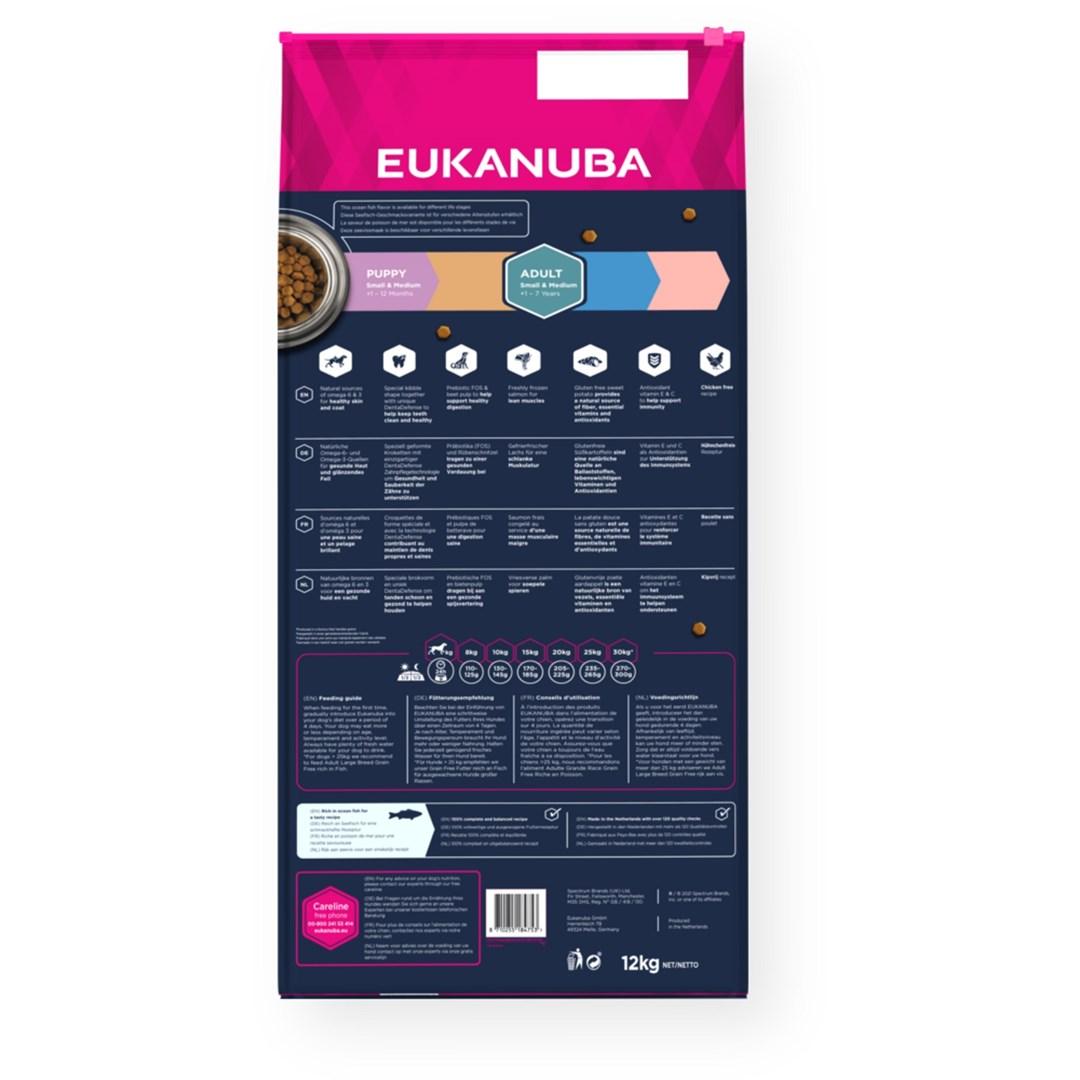 Eukanuba GF sausas pašaras mažų ir vidutinių veislių šunims su žuvimi, S/M, 12 kg