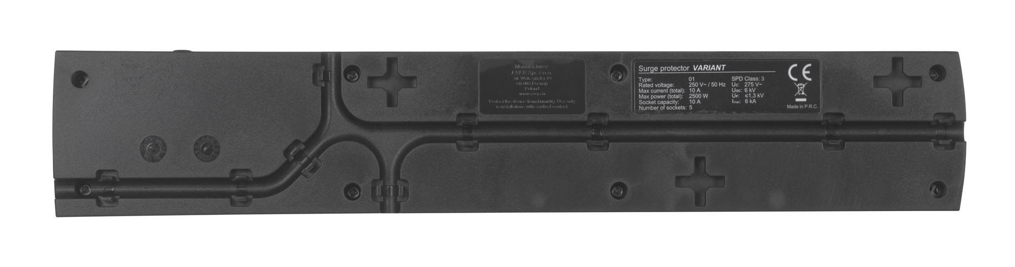 Maitinimo juostelė Ever Variant, 5 lizdai, 2 m juodos spalvos (T / LZ09-VAR020 / 0410)
