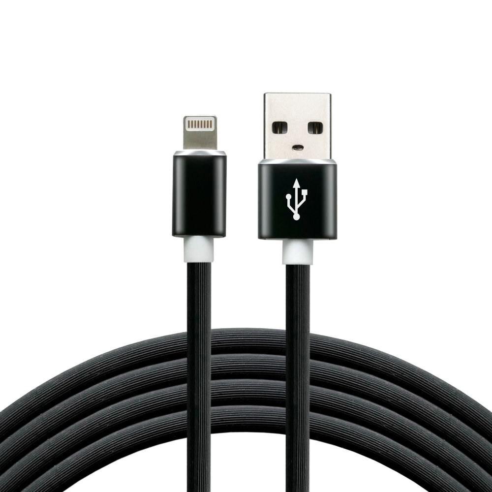 everActive kabelis USB Lightning 1m - Juodas, silikonas, greitas įkrovimas, 2,4A - CBS-1IB