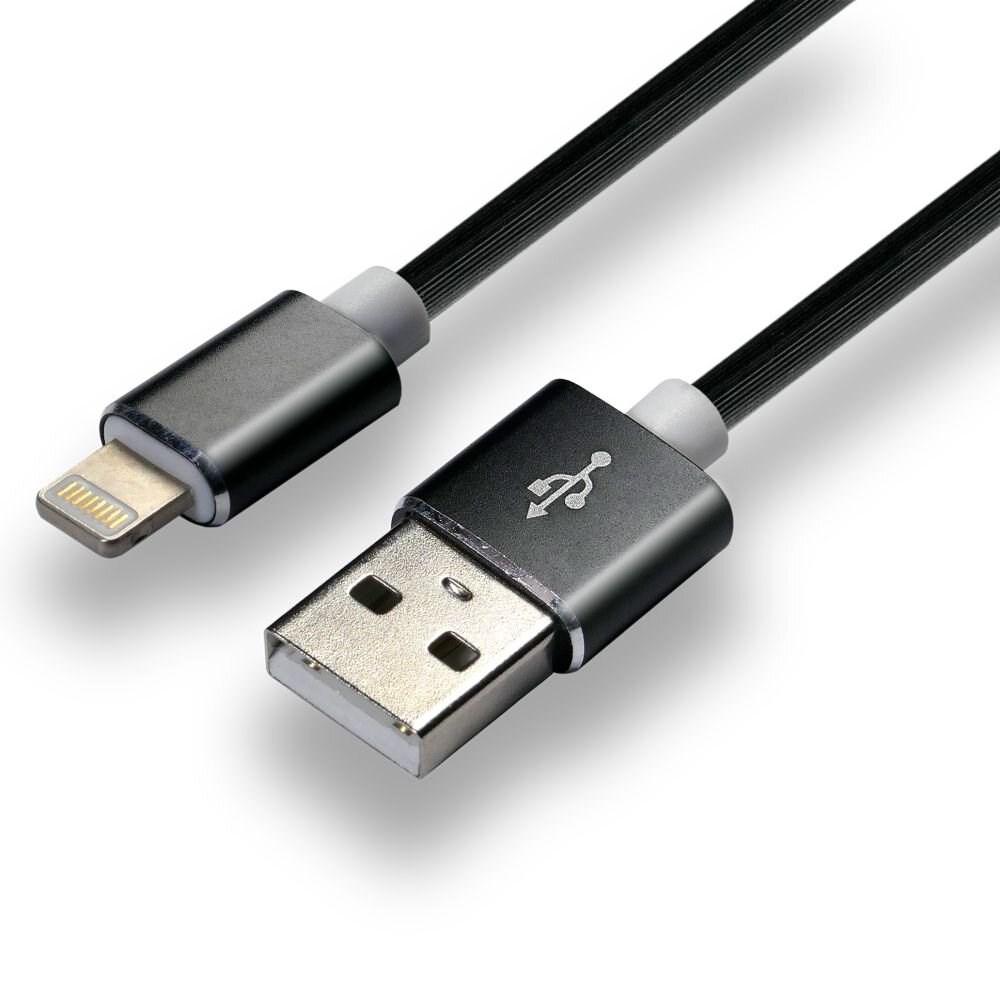 everActive kabelis USB Lightning 1m - Juodas, silikonas, greitas įkrovimas, 2,4A - CBS-1IB