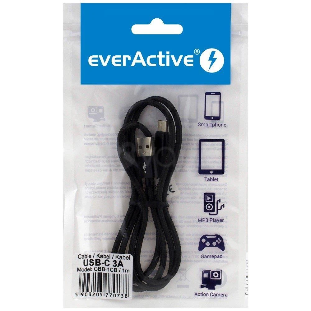 everActive 1m pintas kabelis USB - USB-C 3A