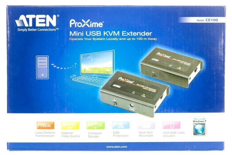 Aten USB VGA Cat 5 Mini KVM Extender (1280 x 1024@100m) | Aten | Extender | USB VGA Cat 5 Mini KVM Extender