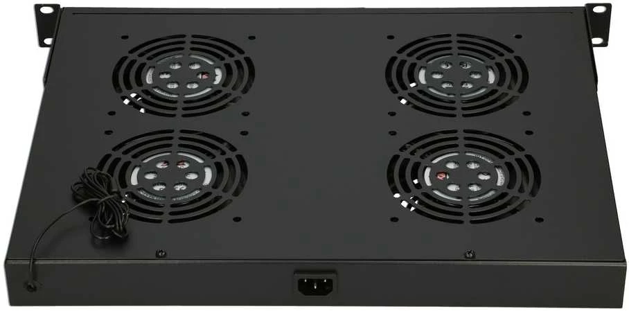 Extralink Ventiliatorių panelė su termostatu, 19", 4 ventiliatoriai, juoda