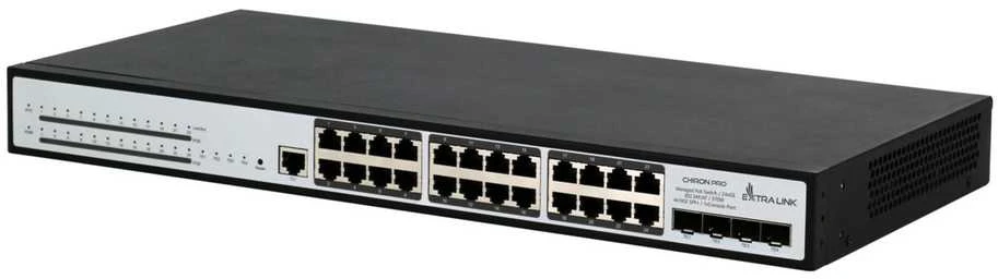 Šakotuvas Extralink EX.19737 tinklo komutatorius Valdomas L3 Gigabit Ethernet (10/100/1000) Maitinimas per Eternetą (PoE) 1U Balta
