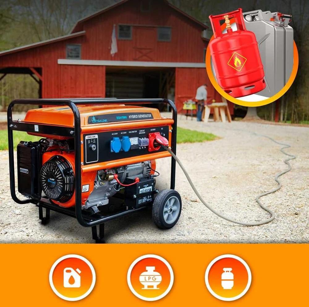 Hibridinis elektros generatorius Extralink EGH-7000 (dujos/benzinas), 7kW