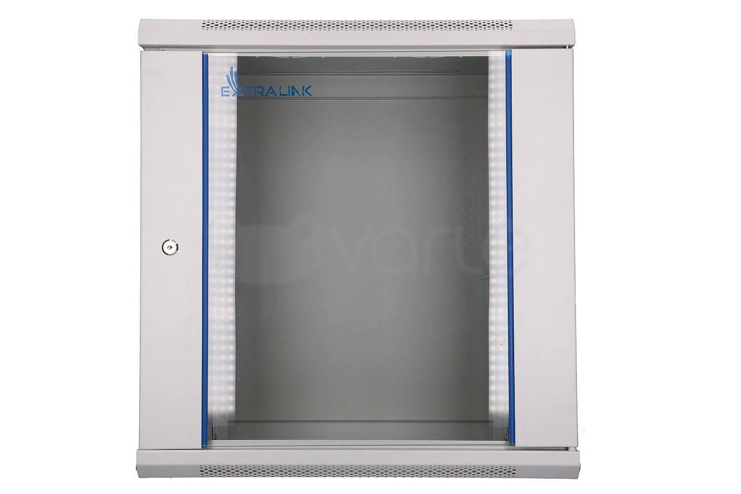 Extralink Sieninė spinta su stiklinėmis durimis12U 600x600 , pilka