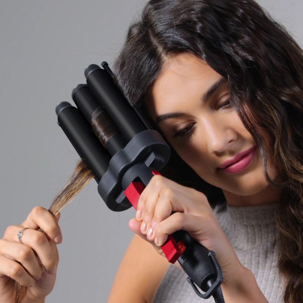 REVLON plaukų bangų formavimo žnyplės su 3 dideliais voleliais, iki 190 °C, RVIR3056UKE