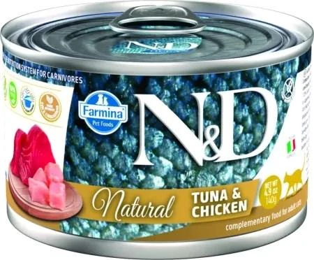 Drėgnas Kačių Maistas - Farmina N&D Natūralus Tunas ir Vištiena 140 g