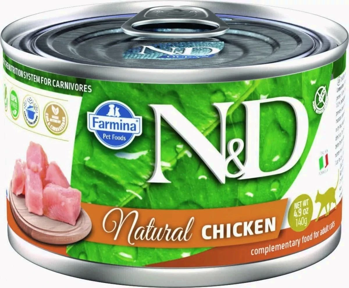 Drėgnas Kačių Maistas - FARMINA N&D Cat Natural Vištiena 140g 18% Baltymų