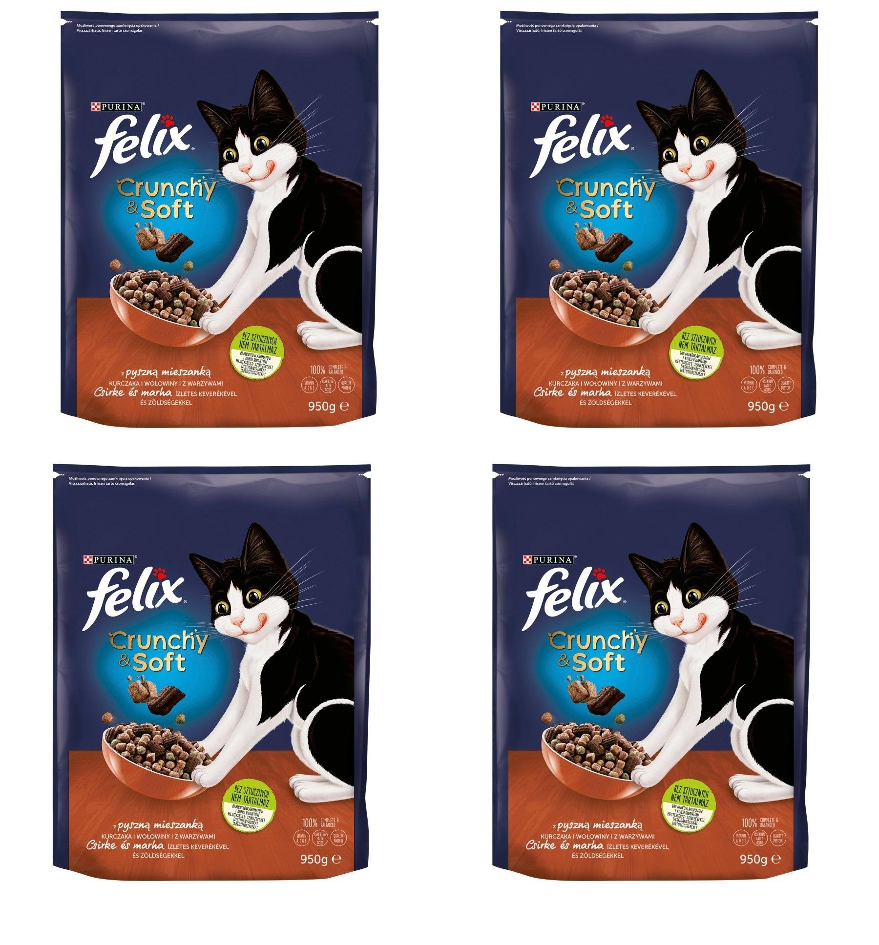 FELIX Crunchy & Soft vištiena, kalakutiena, ir daržovės dry cat food