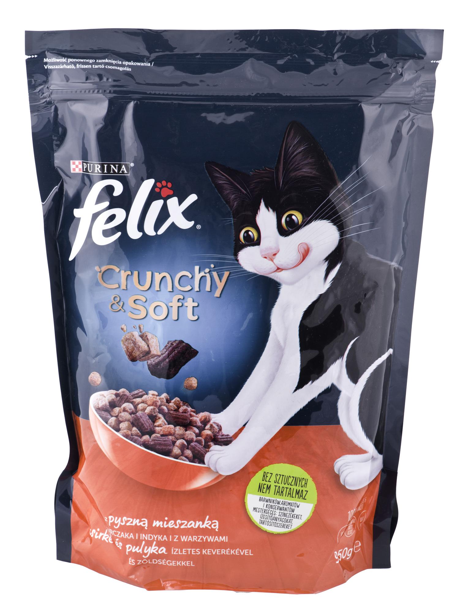 FELIX Crunchy & Soft vištiena, kalakutiena, ir daržovės dry cat food