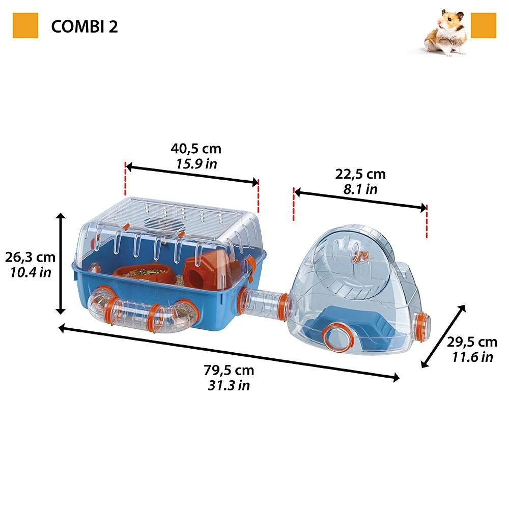 Ferplast Narvas graužikams COMBI 2 39,5X29,5X24 cm SPEC