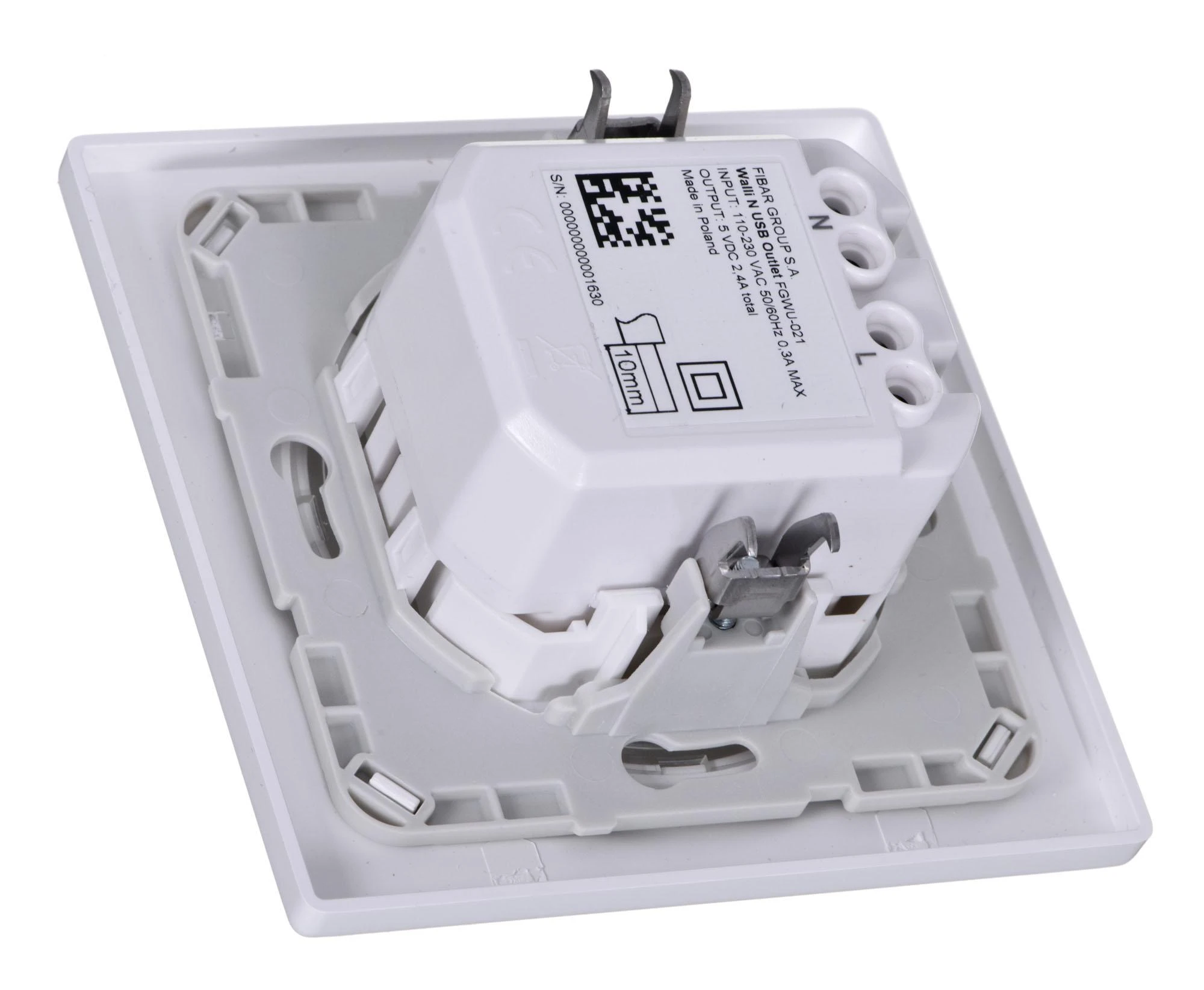 USB šakotuvas – „Fibaro Walli N“ 2 USB šakotuvai