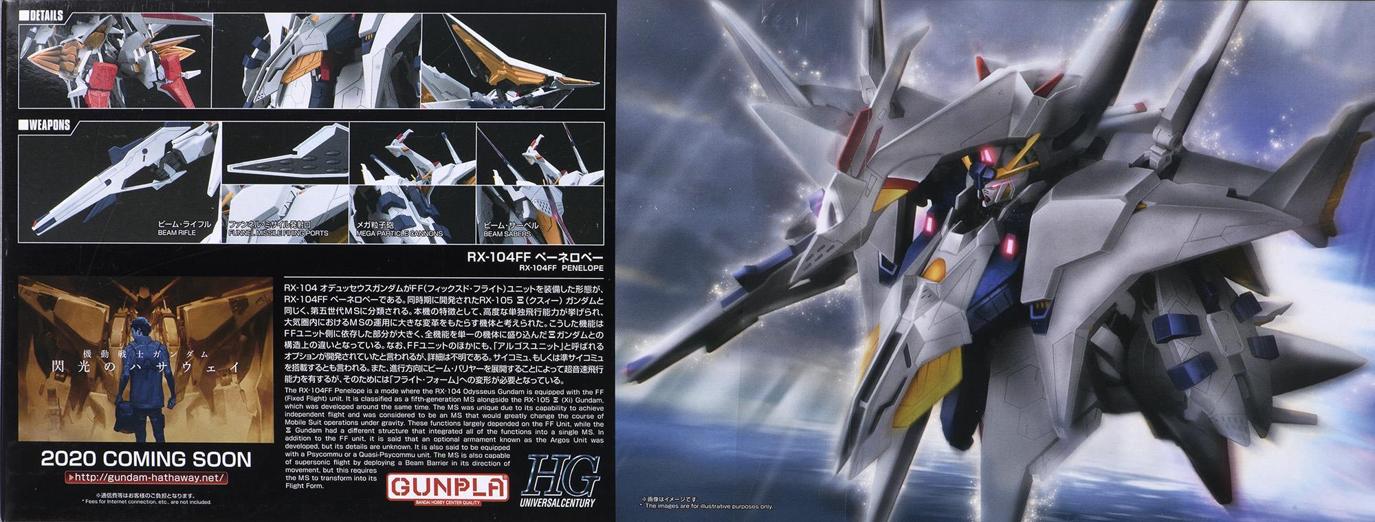 Bandai HGUC Gundam Penelope RX-104FF surenkamas modelis 1/144, 58204