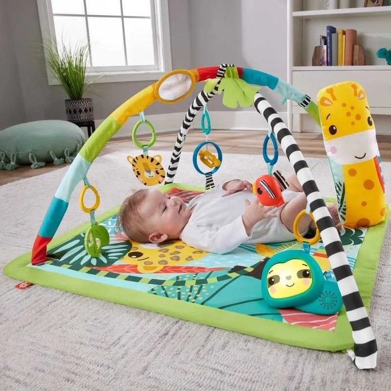 Lavinamasis kilimėlis Fisher-Price 3-in-1 Rainforest Sensory Gym, su atogrąžų miško gyvūnais (FPHJW08)