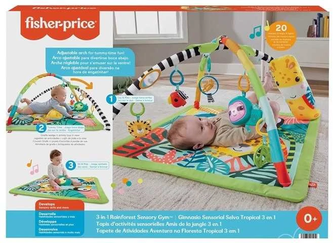 Lavinamasis kilimėlis Fisher-Price 3-in-1 Rainforest Sensory Gym, su atogrąžų miško gyvūnais (FPHJW08)