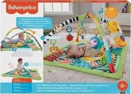 Lavinamasis kilimėlis Fisher-Price 3-in-1 Rainforest Sensory Gym, su atogrąžų miško gyvūnais (FPHJW08)