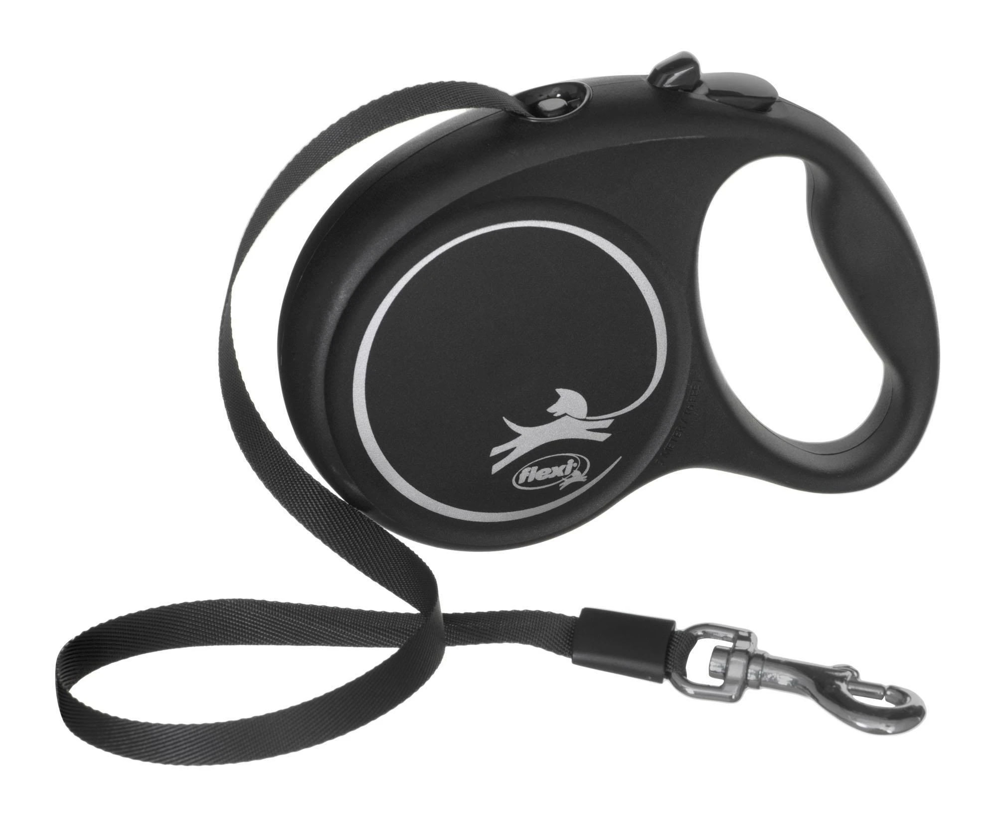 Flexi Black Design M pavadėlis šunims iki 25kg juostinis 5m juodos spalvos