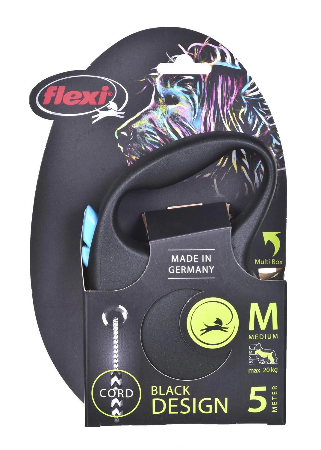Trixie Flexi Juodas Design M pavadėlis šunims iki 20kg virvinis 5m mėlynos spalvos