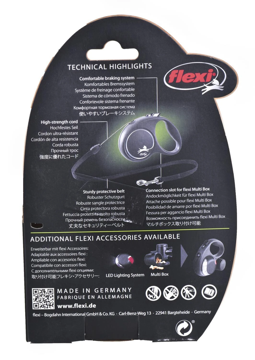 Flexi Black Design S pavadėlis šunims iki 12kg virvinis 5m mėlynos spalvos