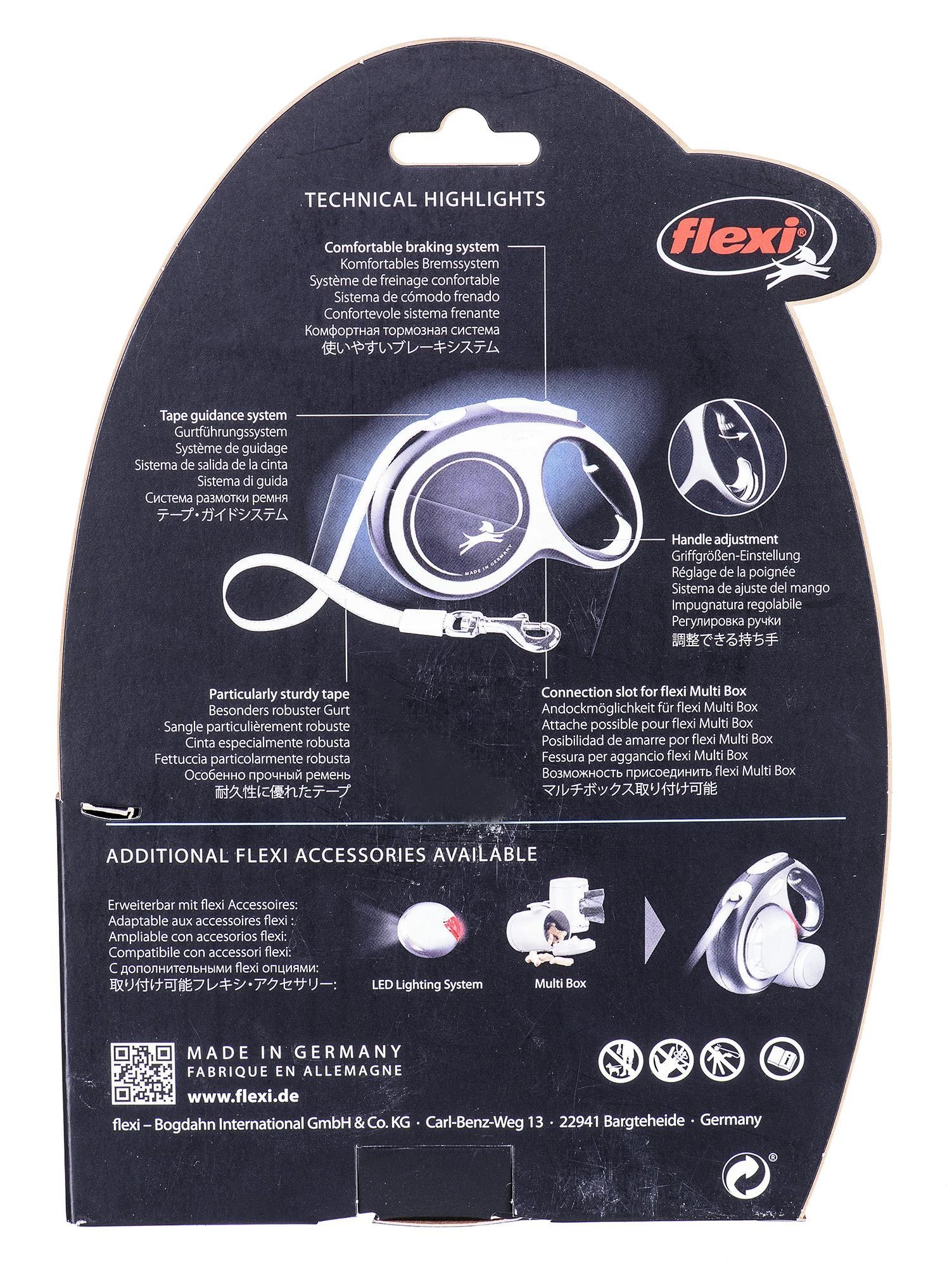 Flexi New Comfort L pavadėlis šunims iki 50kg juostinis 8m juodos spalvos