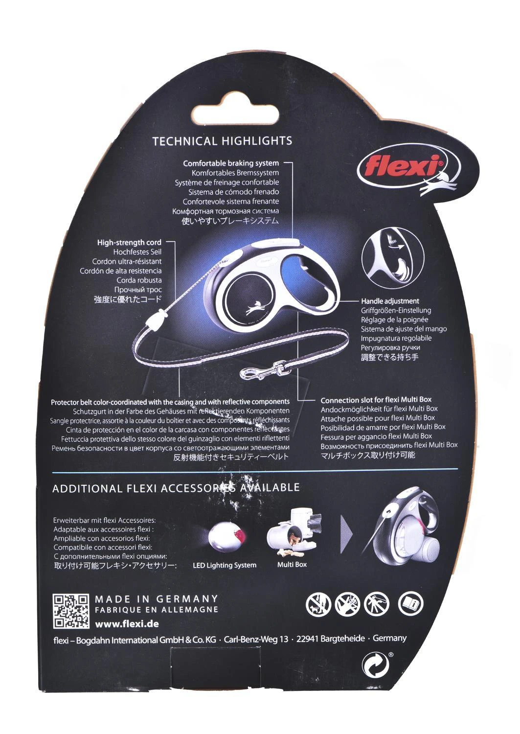 Flexi New Comfort M pavadėlis šunims iki 20kg virvinis 5m mėlynos spalvos