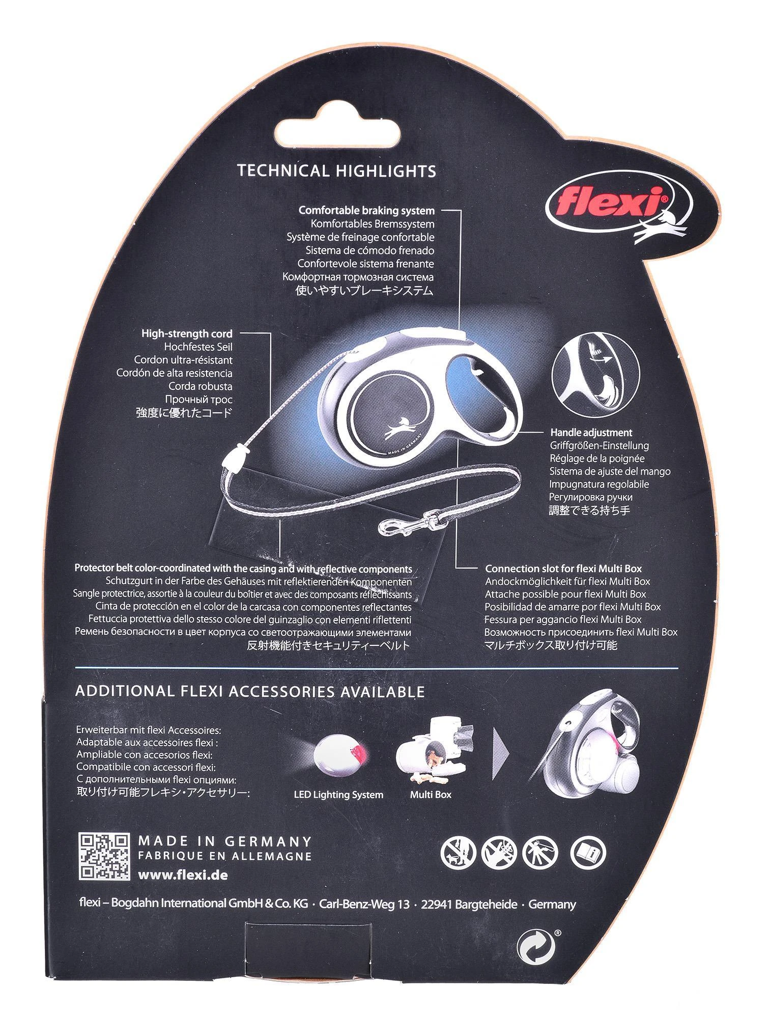 FLEXI Comfort Cord baltas/žydras pavadėlis M-8m 20kg